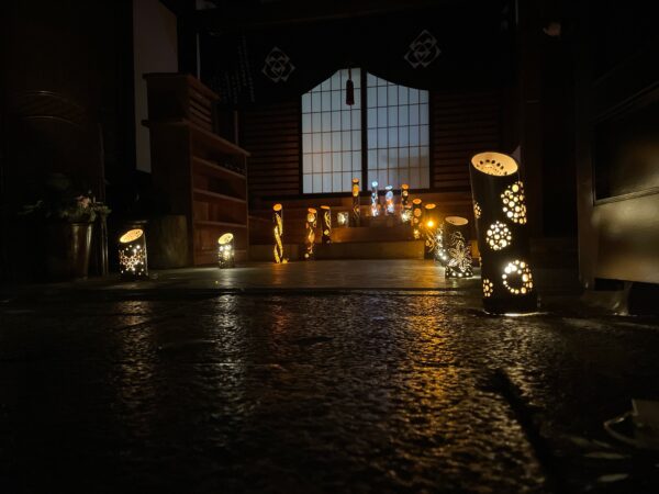 The interior of a building at Zenkoji Lantern Festival