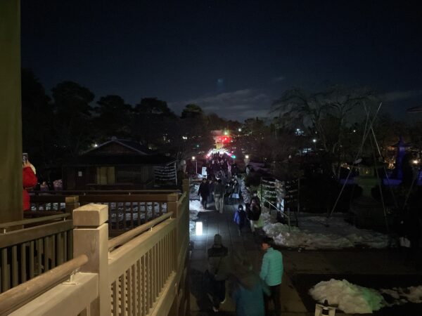 The park pathway during Zenkoji Lantern Festival